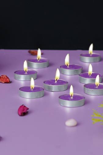 One set of 10 lavender scented tea light candles