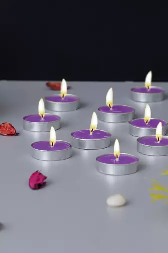 One set of 10 lavender scented tea light candles