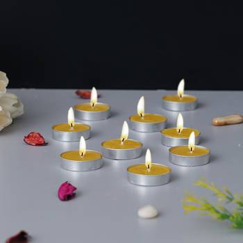 One set of 10 lemon scented tea light candles 2