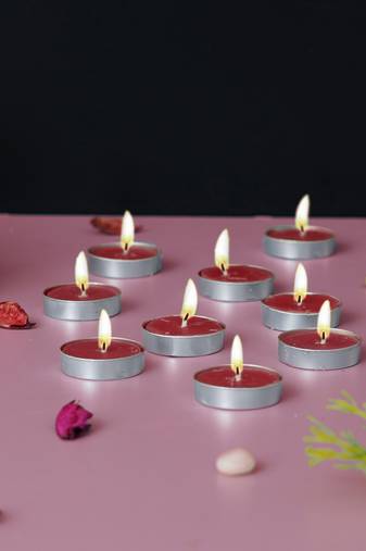 One set of 10 rose scented tea light candles