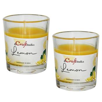 One set of 2 lemon scented glass candle 3