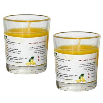 One set of 2 lemon scented glass candle 4