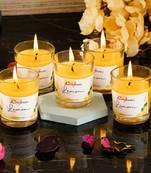 One set of 5 lemon scented glass candle
