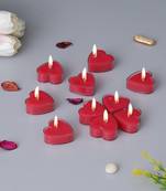 One set of 10 heart shaped rose scented tea light candles