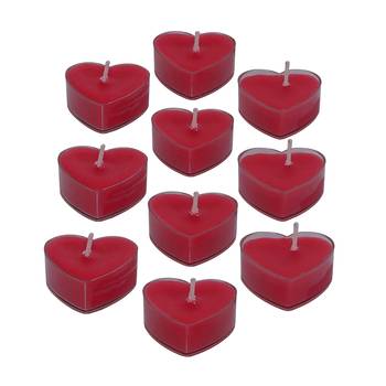 One set of 10 heart shaped rose scented tea light candles 3