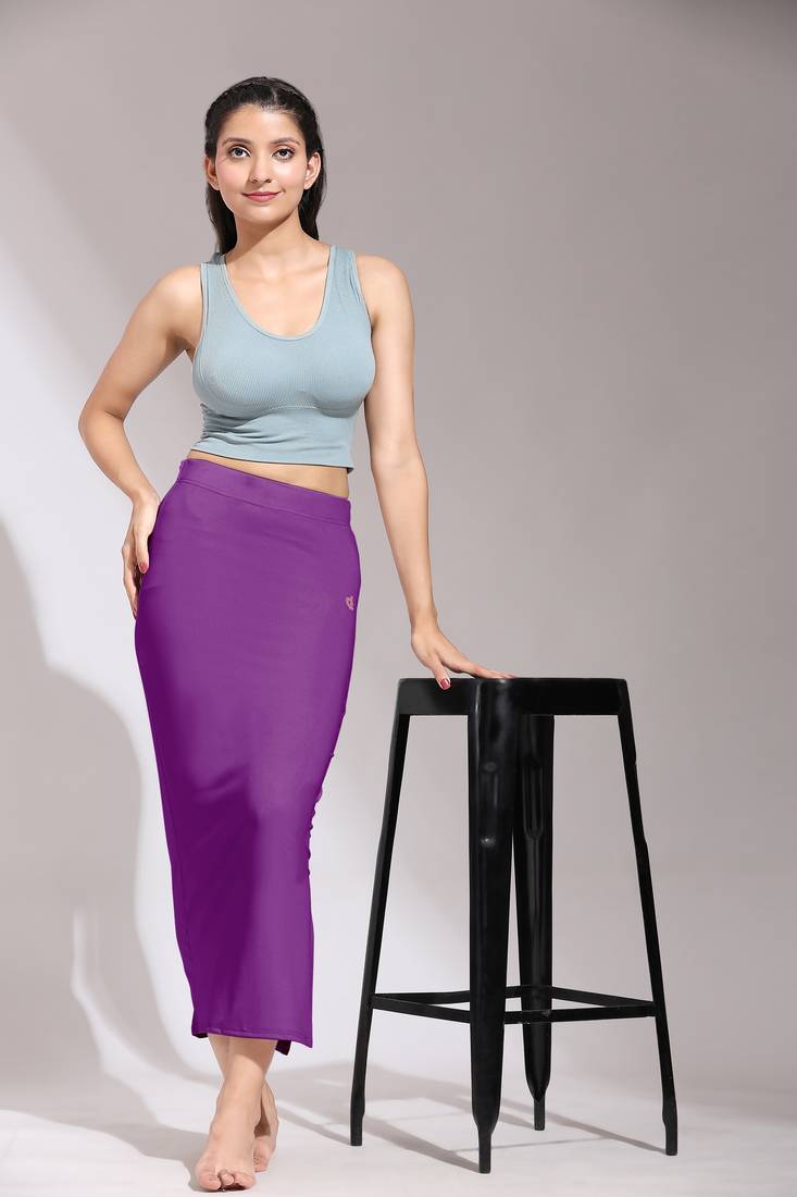 Solid Nylon Soft Petticoat Skirts for Women Saree Shape Wear 2 Piece