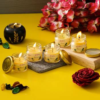One set of 5 lemon scented minijar candle 1