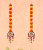 Pack of 2 artificial marigold flowers hangings with bangles ringing bells