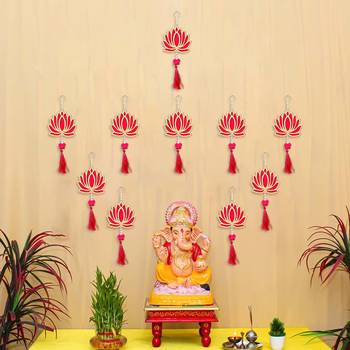 Pack of 6 lotus flower decorative wall hanging for home decor 2
