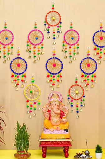 Pack of 10 gota patti bangle & bells decorative wall door hangings toran