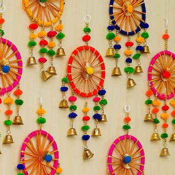 Pack of 10 gota patti bangle & bells decorative wall door hangings toran 2
