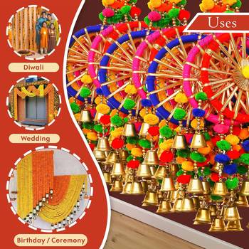 Pack of 10 gota patti bangle & bells decorative wall door hangings toran 4