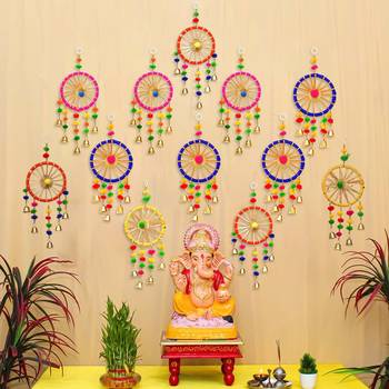 Pack of 12 gota patti bangle & bells decorative wall door hangings toran 1