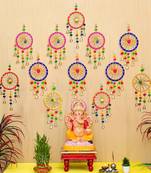 Pack of 12 gota patti bangle & bells decorative wall door hangings toran
