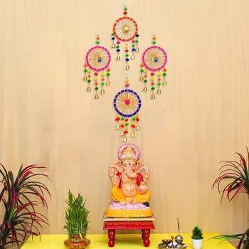 Pack of 4 gota patti bangle & bells decorative wall door hangings toran 1