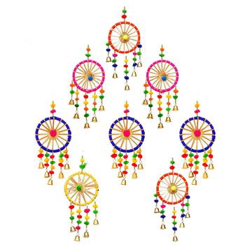 Pack of 8 gota patti bangle & bells decorative wall door hangings toran 2