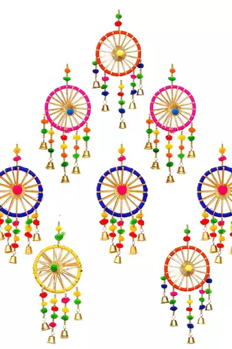 Pack of 8 gota patti bangle & bells decorative wall door hangings toran