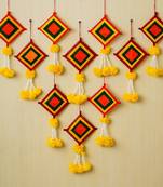 Pack of 10 artificial marigold flowers with colorful woolen kite hangings