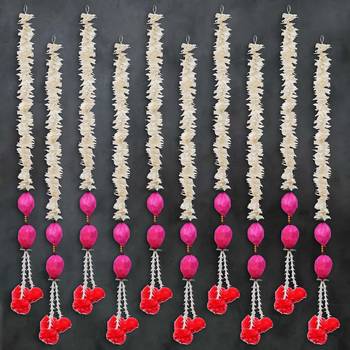 Pack of 10 pink lotus & white red artificial flowers hanging 1