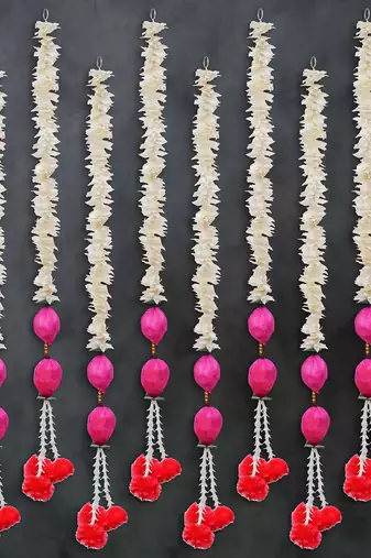 Pack of 10 pink lotus & white red artificial flowers hanging