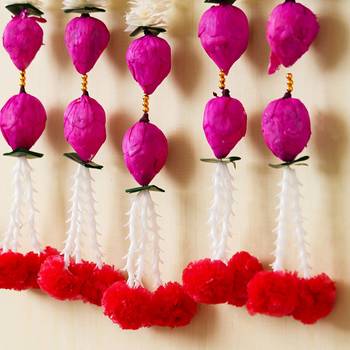 Pack of 10 pink lotus & white red artificial flowers hanging 2