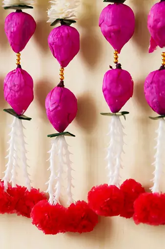 Pack of 10 pink lotus & white red artificial flowers hanging