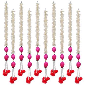 Pack of 10 pink lotus & white red artificial flowers hanging 3
