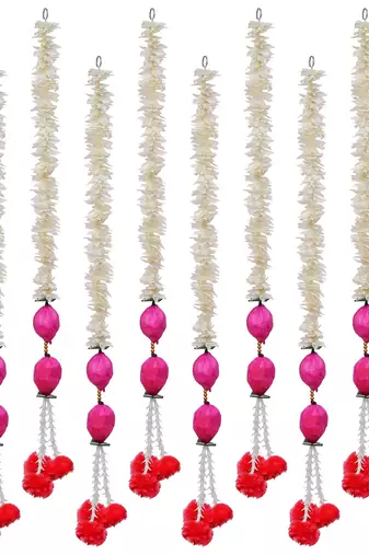Pack of 10 pink lotus & white red artificial flowers hanging
