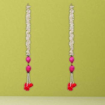 Pack of 2 pink lotus & white red artificial flowers hanging 1