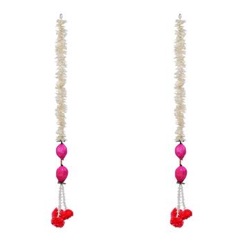 Pack of 2 pink lotus & white red artificial flowers hanging 2