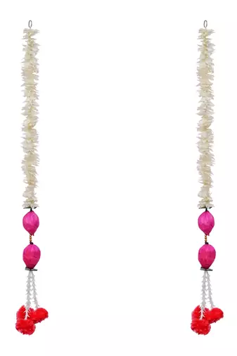 Pack of 2 pink lotus & white red artificial flowers hanging
