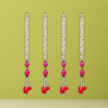Pack of 4 pink lotus & white red artificial flowers hanging 1