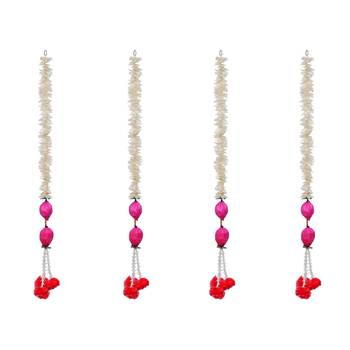 Pack of 4 pink lotus & white red artificial flowers hanging 2
