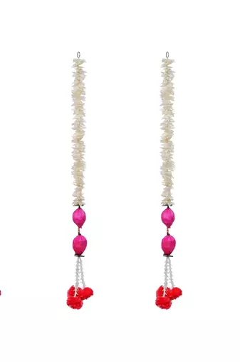 Pack of 4 pink lotus & white red artificial flowers hanging