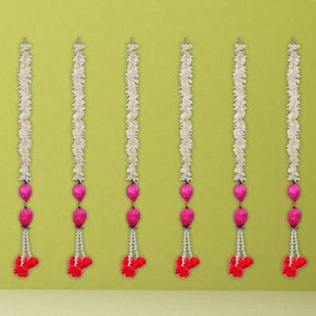 Pack of 6 pink lotus & white red artificial flowers hanging 1