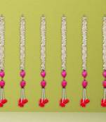 Pack of 6 pink lotus & white red artificial flowers hanging