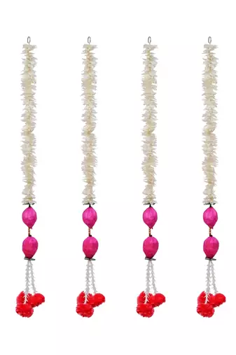 Pack of 6 pink lotus & white red artificial flowers hanging