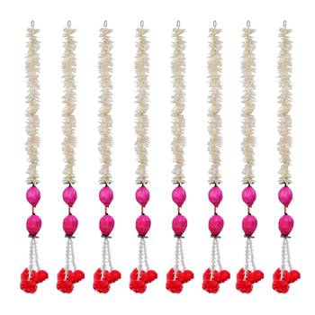 Pack of 8 pink lotus & white red artificial flowers hanging 2