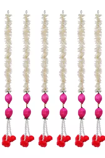 Pack of 8 pink lotus & white red artificial flowers hanging