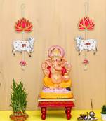 One lotus, cow, pink tassel style shubh labh hanging for diwali