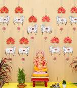 Pack of 5 lotus, cow, pink tassel style shubh labh hanging for diwali