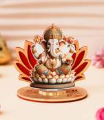 One mdf wooden lord ganesha sitting on lotus flower decorative showpiece