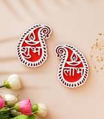 Wooden shubh labh diya decorative showpieces for diwali home decoration