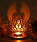 One mdf wooden lord buddha lotus shadow decorative tea light candle holder