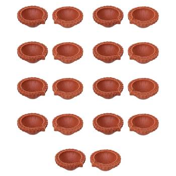 Set of 18 decorative clay diyas deepam oil lamps, mitti diya for diwali 2