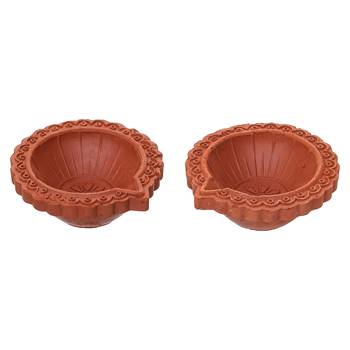 Set of 6 decorative clay diyas deepam oil lamps, mitti diya for diwali 2