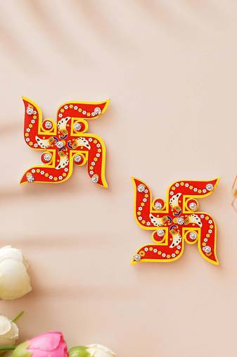 Wooden handcrafted swastika stickers for wall, door