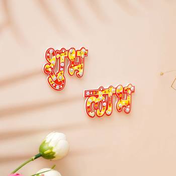 One wooden handcrafted shubh labh stickers for wall door 1