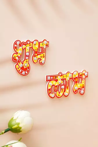 One wooden handcrafted shubh labh stickers for wall door