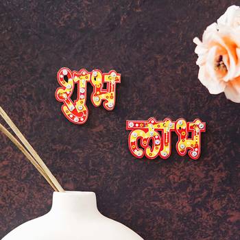 One wooden handcrafted shubh labh stickers for wall door 2